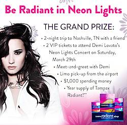 Tampax Be Radiant In Neon Lights Sweepstakes