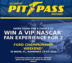 Goodyear Pit Pass Sweepstakes