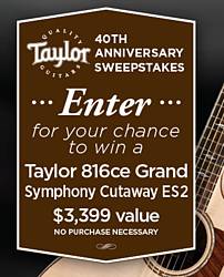 Musicians Friend Taylor 40th Anniversary Sweepstakes