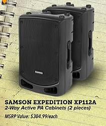 Sam Ash Music Stores Samson Expedition XP112A 2-Way Active PA Cabinets Giveaway