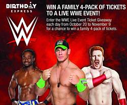 Birthday Express's WWE Live Event Ticket Giveaway Sweepstakes