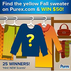 Purex We Lost Our Favorite Yellow Sweater Help Us Find It & WIN! Sweepstakes