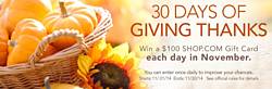 Shop.com November $100 Gift Card Daily Sweepstakes