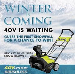 Ryobi Outdoor Products Guess the Snowfall Sweepstakes