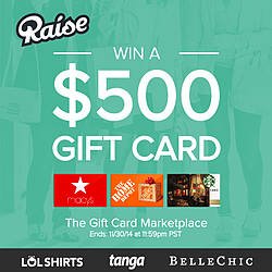 Tanga Share & Win Raise $500 Gift Card Giveaway