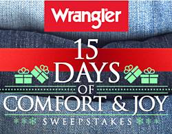 Wrangler Jeans 15 Days of Comfort and Joy Sweepstakes