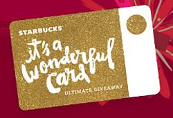 Starbucks It's a Wonderful Card Ultimate Instant Win Giveaway