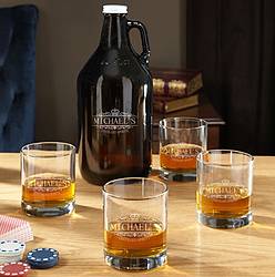 Home Wet Bar Royal Kensington Personalized Whiskey Glasses and Growler Giveaway