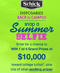 Schick Disposables Back to Campus Snap a Summer Selfie Sweepstakes