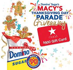 Domino Sugar Macy’s Thanksgiving Day Parade Giftcard Giveaway