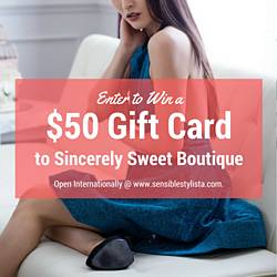Sensiblestylista: $50 Gift Card to Sincerely Sweet Boutique