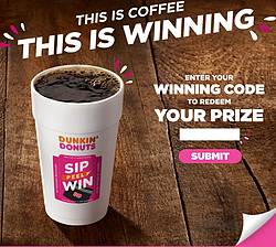 Dunkin’ Donuts Sip. Peel. Win. On-Cup Instant Win Game