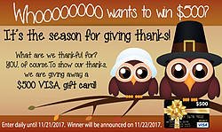 Express Medical Supply Thanksgiving Owls $500 Visa Gift Card Giveaway