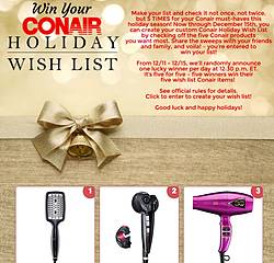 Conair Holiday Wish List Sweepstakes