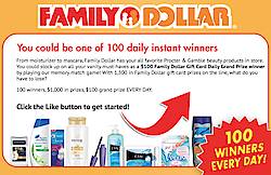 Family Dollar Beauty Brands Memory Match Instant Win Game