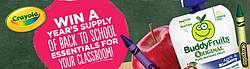 the Buddy Fruits Crayola Essentials 2018 Back to School Sweepstakes