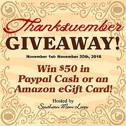Southern Mom Loves: $50 in Paypal Cash or an Amazon Gift Card Giveaway
