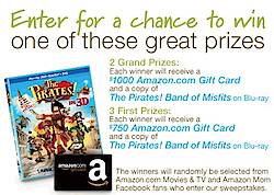 Amazon Mom: The Pirates Band Of Misfits On Blu-ray/DVD Sweepstakes
