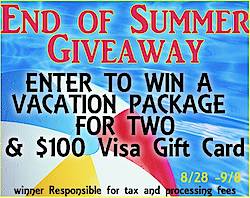 GiveAway Bandit: Vacation Package For Two + $100 Visa Gift Card Giveaway