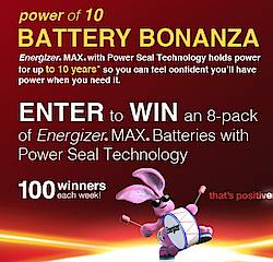 Energizer Power Of 10 Battery Bonanza Sweepstakes