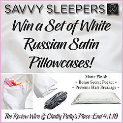 Review Wire: Savvy Sleepers "White Russian" Satin Pillowcases Giveaway