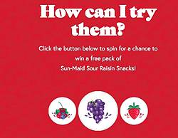 Sun-Maid Sour Raisin Snacks Instant Win Game