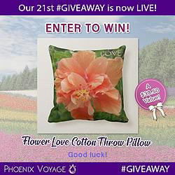 Amazing Flower Love Cotton Throw Pillow Giveaway